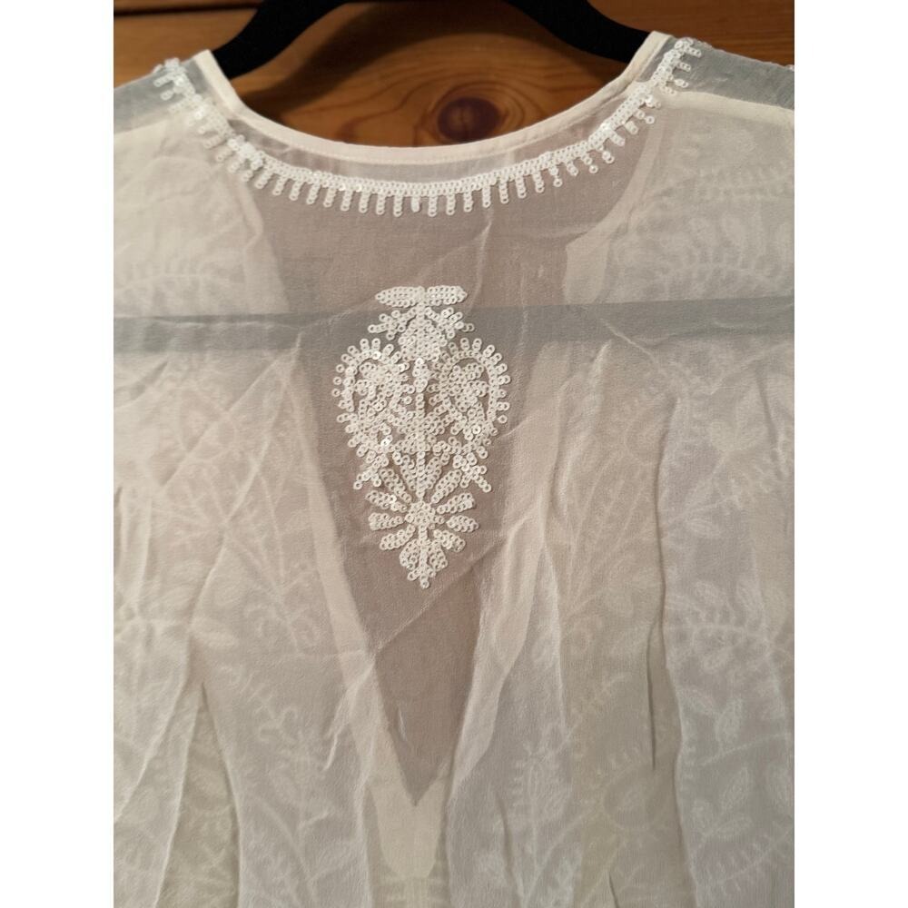 Marie France Van Damme Silk Embellished Tunic Old Money Resort Designer - Picture 7 of 10
